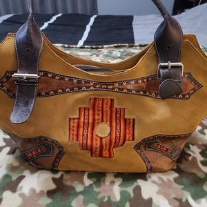 Kallpa Peruvian Leather Suede Southwestern Bag